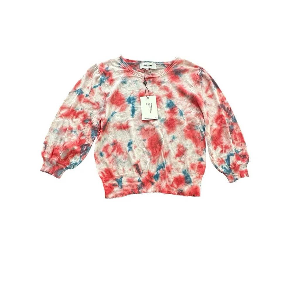 John + Jenn Chill Tie Dye Sweatshirt Women's Large Lava Burst Puff Sleeve #QR1-3